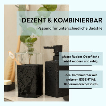 PARSA Beauty Badezimmer Set 3-teilig Matt Schwarz, Seifenspender, Becher und Seifenschale mit Soft-Touch Finish