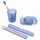 PARSA Beauty Badezimmer Set 3-teilig Indigo Blau, Zahnputzbecher, Seifendose und Reise Köcher