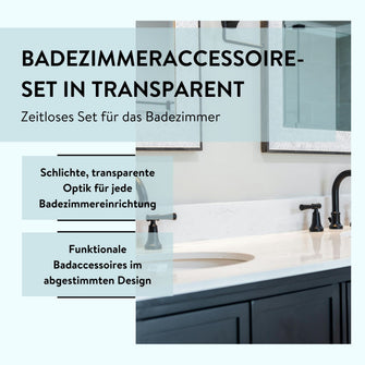 PARSA Beauty Badezimmer Set 3-teilig Transparent, Seifenschale, Zahnbürstenhalter und Becher