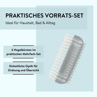 PARSA Beauty Nagelbürsten 6er Set Grau, Robuste Handwaschbürsten für Hände und Nägel