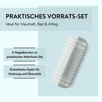 PARSA Beauty Nagelbürsten 6er Set Grau, Robuste Handwaschbürsten für Hände und Nägel