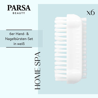 PARSA Beauty Nagelbürsten 6er Set Weiß, Klassische Handwaschbürsten für Hände und Nägel