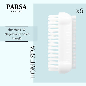 PARSA Beauty Nagelbürsten 6er Set Weiß, Klassische Handwaschbürsten für Hände und Nägel