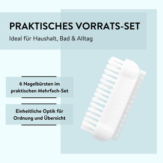 PARSA Beauty Nagelbürsten 6er Set Weiß, Klassische Handwaschbürsten für Hände und Nägel