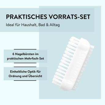 PARSA Beauty Nagelbürsten 6er Set Weiß, Klassische Handwaschbürsten für Hände und Nägel
