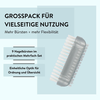 PARSA Beauty Nagelbürsten 9er Set Grau, Robuste Handwaschbürsten für Hände und Nägel