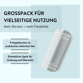 PARSA Beauty Nagelbürsten 9er Set Grau, Robuste Handwaschbürsten für Hände und Nägel