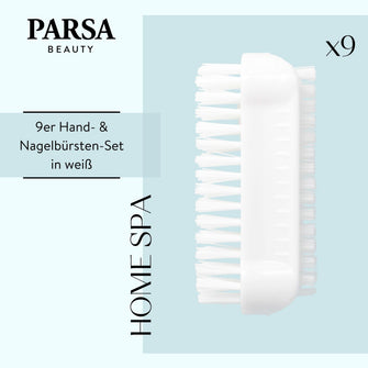 PARSA Beauty Nagelbürsten 9er Set Weiß, Klassische Handwaschbürsten für Hände und Nägel