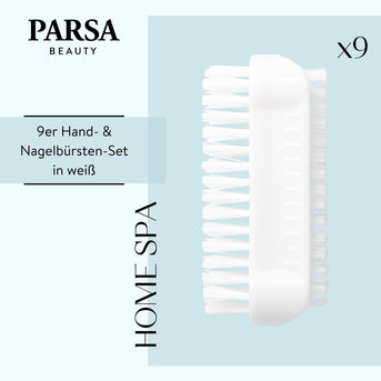 PARSA Beauty Nagelbürsten 9er Set Weiß, Klassische Handwaschbürsten für Hände und Nägel