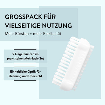 PARSA Beauty Nagelbürsten 9er Set Weiß, Klassische Handwaschbürsten für Hände und Nägel