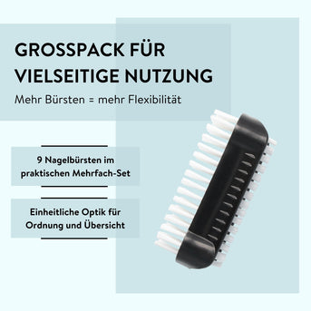 PARSA Beauty Nagelbürsten 9er Set Schwarz, Moderne Handwaschbürsten für Hände und Nägel