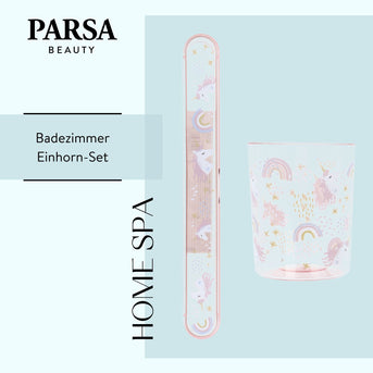 PARSA Beauty Kids Bundle Einhorn, Zahnputzbecher und Zahnbürstenköcher für Kinder im Set