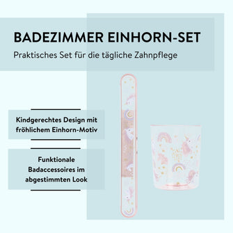 PARSA Beauty Kids Bundle Einhorn, Zahnputzbecher und Zahnbürstenköcher für Kinder im Set