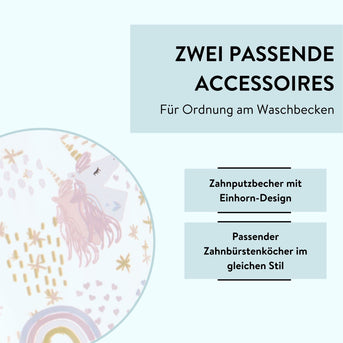 PARSA Beauty Kids Bundle Einhorn, Zahnputzbecher und Zahnbürstenköcher für Kinder im Set